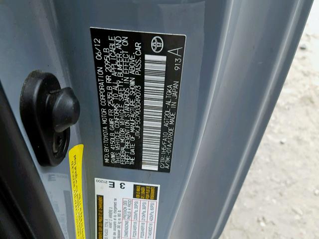 JTKJF5C79D3049073 - 2013 TOYOTA SCION TC ნაცრისფერი ფოტო 10