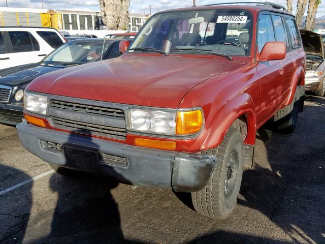 JT3FJ80WXM0006828 - 1991 TOYOTA LAND CRUIS RED photo 2