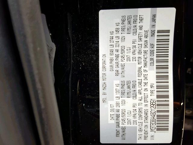 JM3TB38A480129691 - 2008 MAZDA CX-9 BLACK photo 10