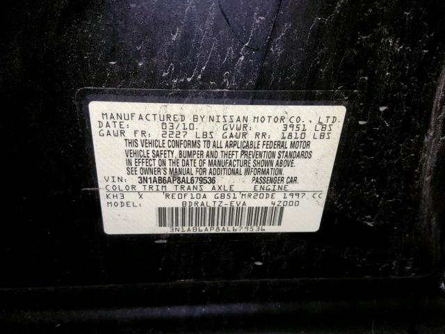 3N1AB6AP8AL679536 - 2010 NISSAN SENTRA 2.0 BLACK photo 10