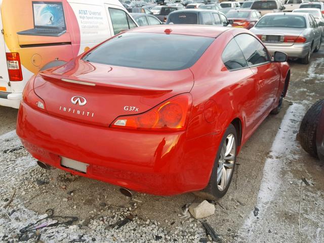 JNKCV64F99M654807 - 2009 INFINITI G37 RED photo 4