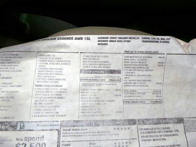 5GAEVAKW7KJ127812 - 2019 BUICK ENCLAVE ES BLACK photo 10