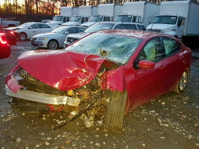 1C3CDFBH1DD641541 - 2013 DODGE DART SXT RED photo 2