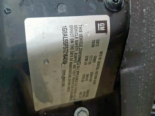 1G8AL55F57Z164589 - 2007 SATURN ION LEVEL BLACK photo 10