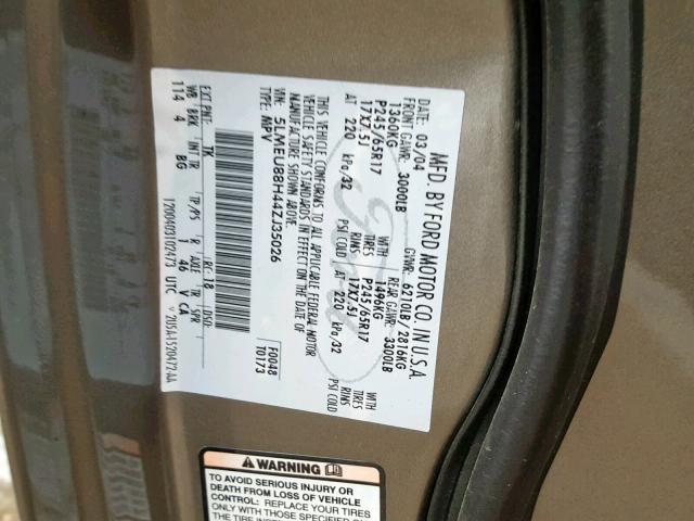 5LMEU88H44ZJ35026 - 2004 LINCOLN AVIATOR 棕色 照片 10