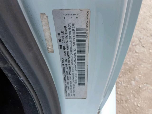 3VWRW3AG1AM021762 - 2010 VOLKSWAGEN NEW BEETLE 蓝色 照片 10