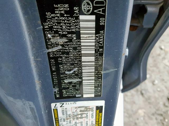 2T1KR32E37C638283 - 2007 TOYOTA COROLLA MA BLUE photo 10