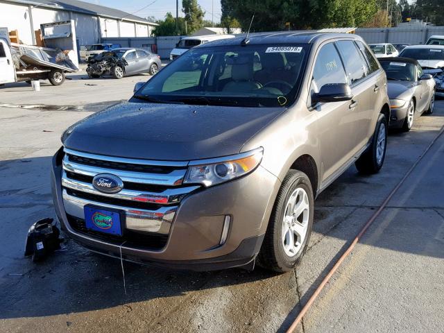 2FMDK3JC8EBA09116 - 2014 FORD EDGE SEL GRAY photo 2