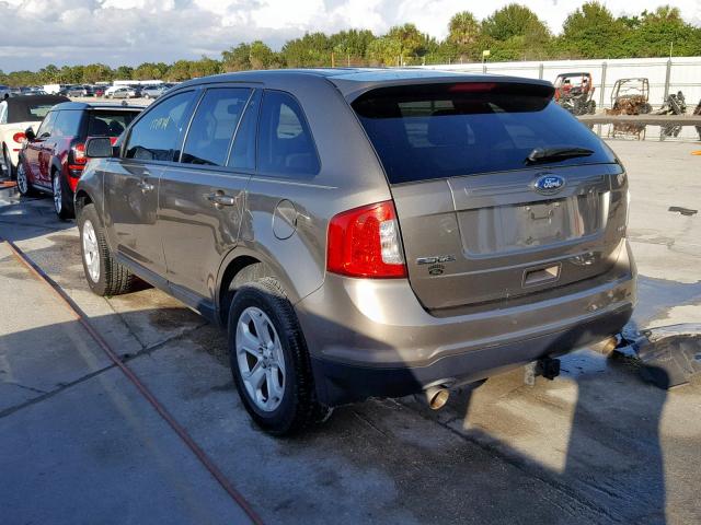 2FMDK3JC8EBA09116 - 2014 FORD EDGE SEL GRAY photo 3