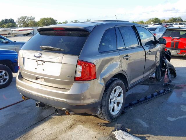 2FMDK3JC8EBA09116 - 2014 FORD EDGE SEL GRAY photo 4