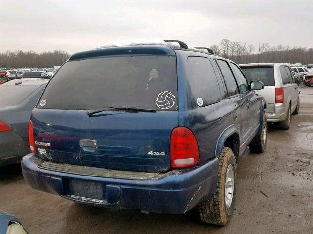 1B4HS28N1YF297567 - 2000 DODGE DURANGO BLUE photo 4