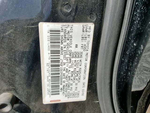 JT6GF10U3Y0068494 - 2000 LEXUS RX 300 BLACK photo 10