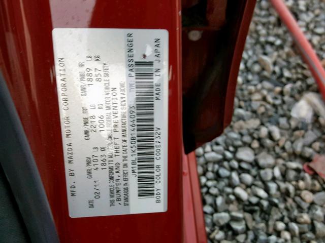 JM1BL1K50B1464093 - 2011 MAZDA 3 S RED photo 10