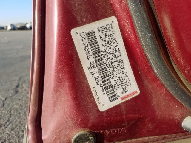 JT2VK13E4N0117397 - 1992 TOYOTA CAMRY XLE RED photo 10