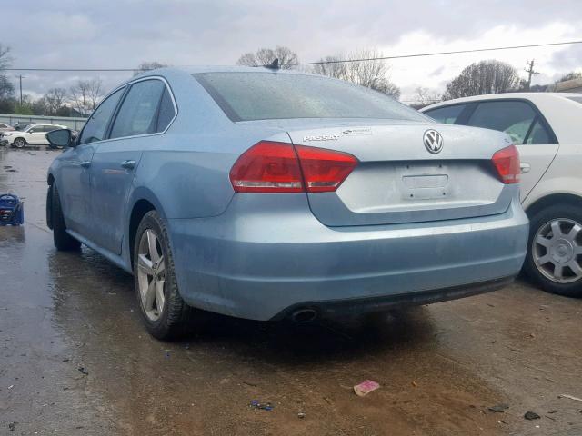 1VWBP7A38CC058962 - 2012 VOLKSWAGEN PASSAT SE BLUE photo 3