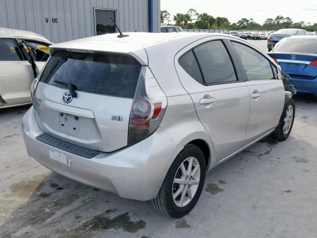 JTDKDTB3XC1007333 - 2012 TOYOTA PRIUS C SILVER photo 4