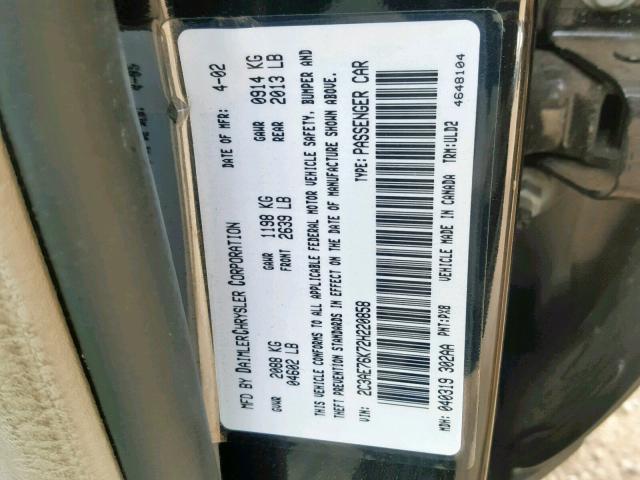 2C3AE76K72H220858 - 2002 CHRYSLER 300M SPECI BLACK photo 10