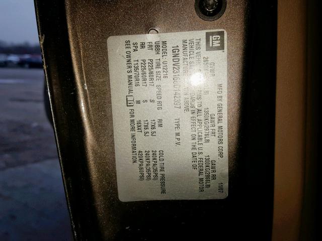 1GNDV23168D142397 - 2008 CHEVROLET UPLANDER L 棕色 照片 10