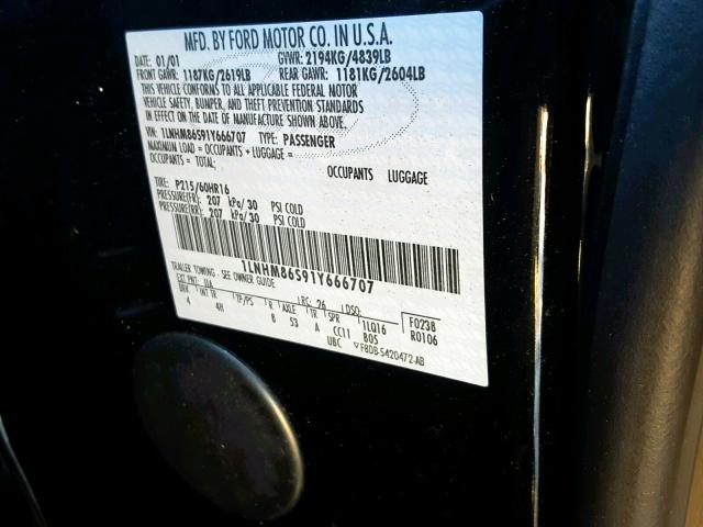 1LNHM86S91Y666707 - 2001 LINCOLN LS BLACK photo 10