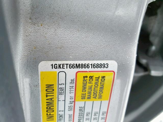 1GKET66M866168893 - 2006 GMC ENVOY DENA SILVER photo 10