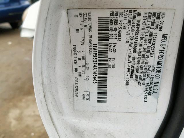 1FAFP55274A168608 - 2004 FORD TAURUS SES WHITE photo 10