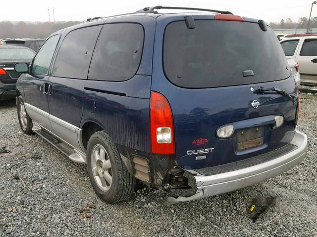 4N2ZN16T21D803013 - 2001 NISSAN QUEST SE BLUE photo 3