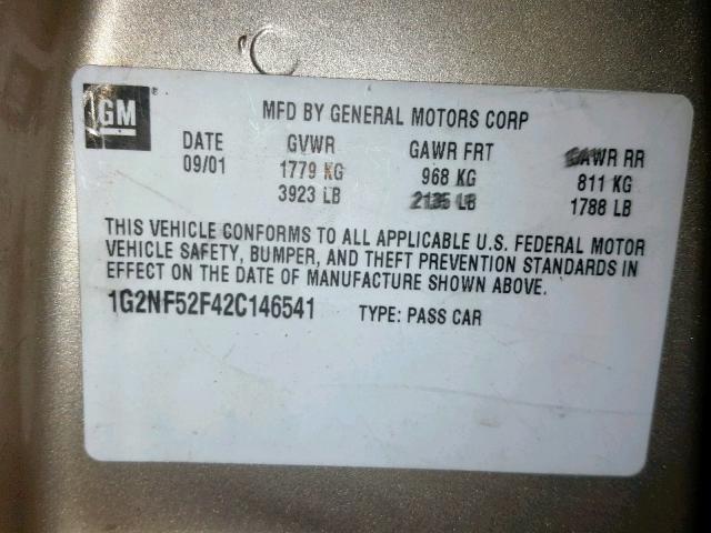 1G2NE52E75M209138 - 2005 PONTIAC GRAND AM S GOLD photo 10