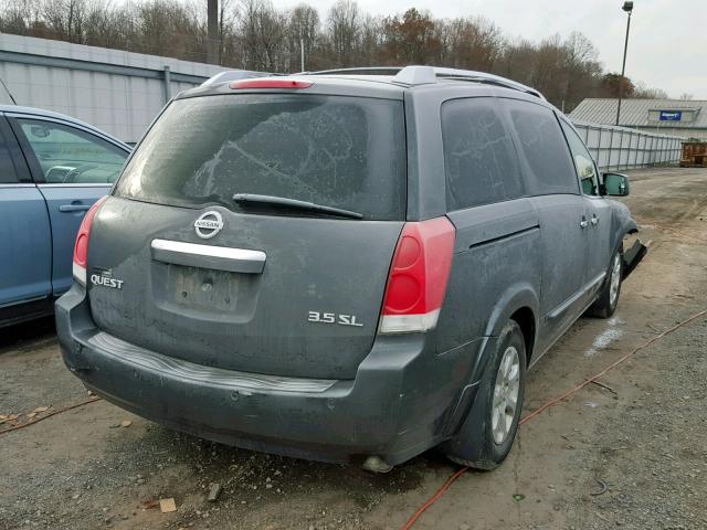 5N1BV28U68N104922 - 2008 NISSAN QUEST S GRAY photo 4