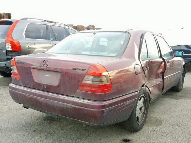 WDBHA28EXVF498190 - 1997 MERCEDES-BENZ C 280 BURGUNDY photo 4