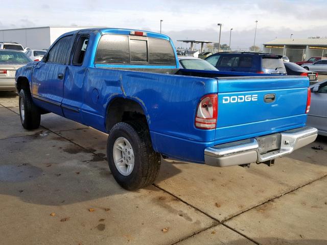 1B7GG22N8YS525158 - 2000 DODGE DAKOTA BLUE photo 3