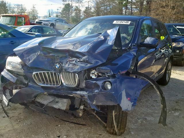 5UXWX9C51E0D29283 - 2014 BMW X3 XDRIVE2 BLUE photo 2