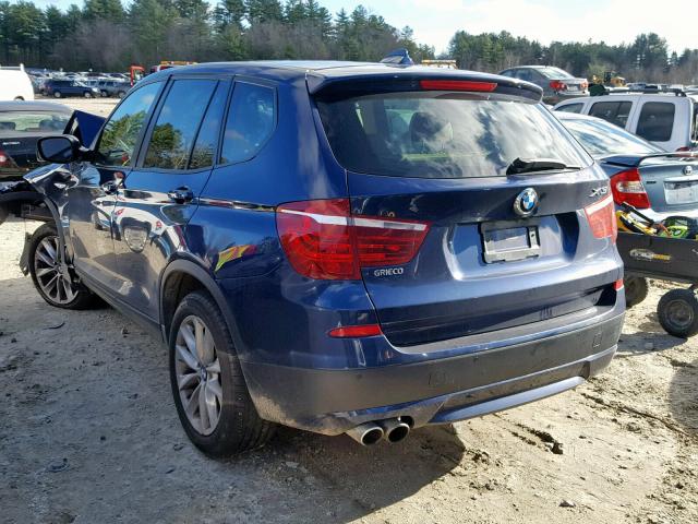 5UXWX9C51E0D29283 - 2014 BMW X3 XDRIVE2 BLUE photo 3