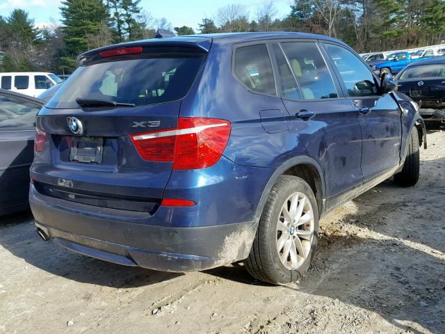 5UXWX9C51E0D29283 - 2014 BMW X3 XDRIVE2 BLUE photo 4