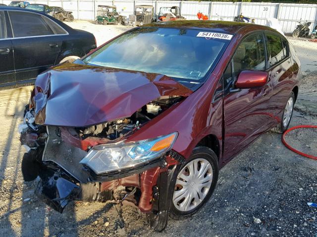 JHMZE2H58BS010592 - 2011 HONDA INSIGHT LX MAROON photo 2