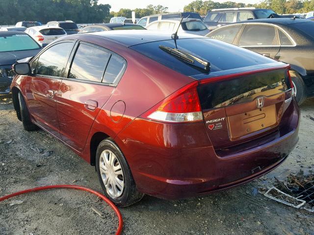 JHMZE2H58BS010592 - 2011 HONDA INSIGHT LX MAROON photo 3