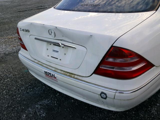 WDBNG70JX2A282081 - 2002 MERCEDES-BENZ S 430 WHITE photo 9