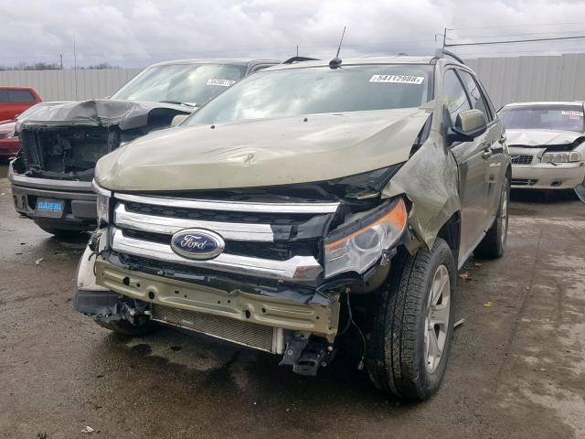 2FMDK4JC6DBE24195 - 2013 FORD EDGE SEL GREEN photo 2