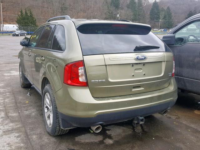 2FMDK4JC6DBE24195 - 2013 FORD EDGE SEL GREEN photo 3