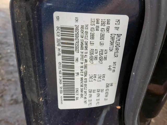 2A8GM68X27R356627 - 2007 CHRYSLER PACIFICA T BLUE photo 10