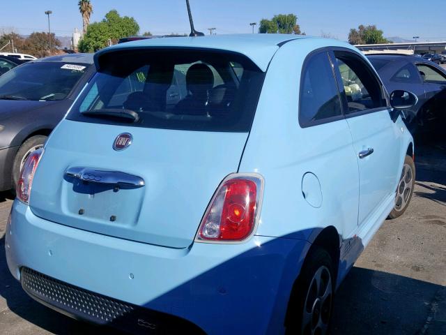 3C3CFFGE0FT623280 - 2015 FIAT 500 ELECTR BLUE photo 4