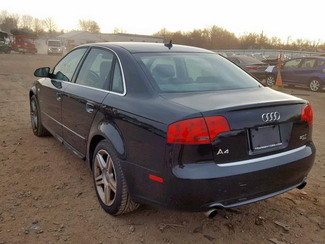 WAUDF78E18A113015 - 2008 AUDI A4 2.0T QU BLACK photo 3