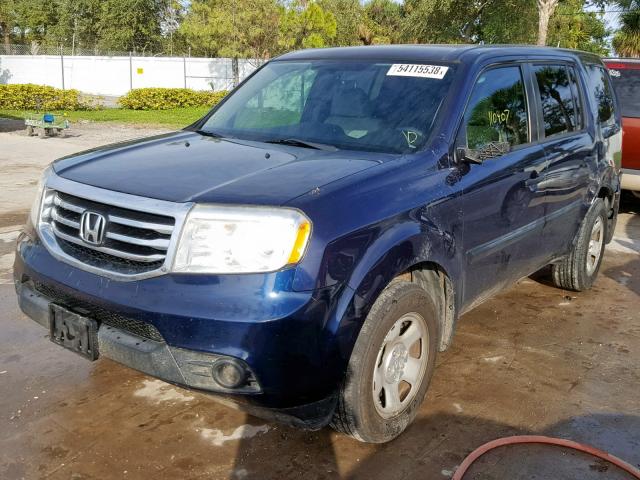 5FNYF3H21DB005014 - 2013 HONDA PILOT LX BLUE photo 2