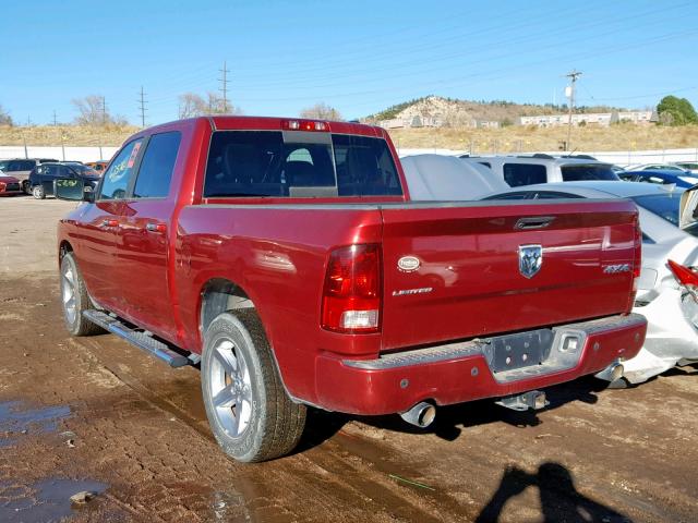 1C6RD7PT6CS348342 - 2012 DODGE RAM 1500 L BURGUNDY photo 3