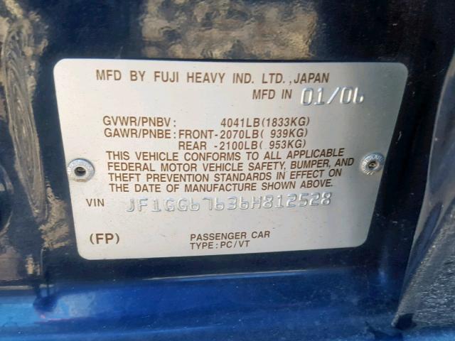 JF1GG67636H812528 - 2006 SUBARU IMPREZA 2. BLUE photo 10