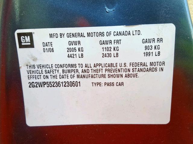 2G2WP552361230601 - 2006 PONTIAC GRAND PRIX ნაცრისფერი ფოტო 10