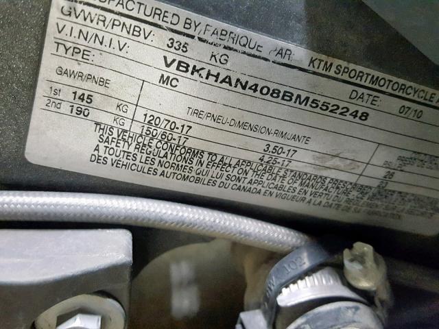 VBKHAN408BM552248 - 2011 HUSABERG FE570 WHITE photo 20