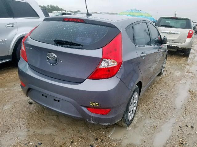 KMHCT5AEXFU228273 - 2015 HYUNDAI ACCENT GS GRAY photo 4