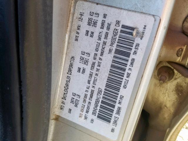 2B3HD46R92H173567 - 2002 DODGE INTREPID S SILVER photo 10