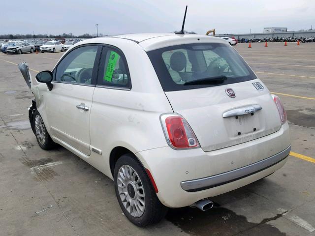 3C3CFFCR5FT576451 - 2015 FIAT 500 LOUNGE WHITE photo 3