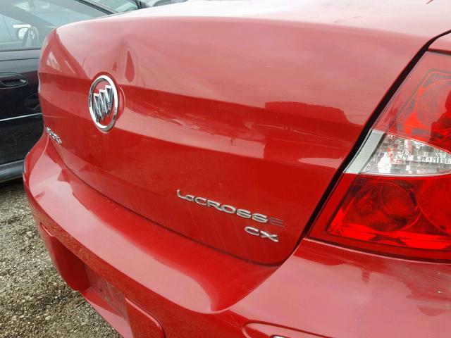 2G4WC582981156750 - 2008 BUICK LACROSSE C RED photo 9